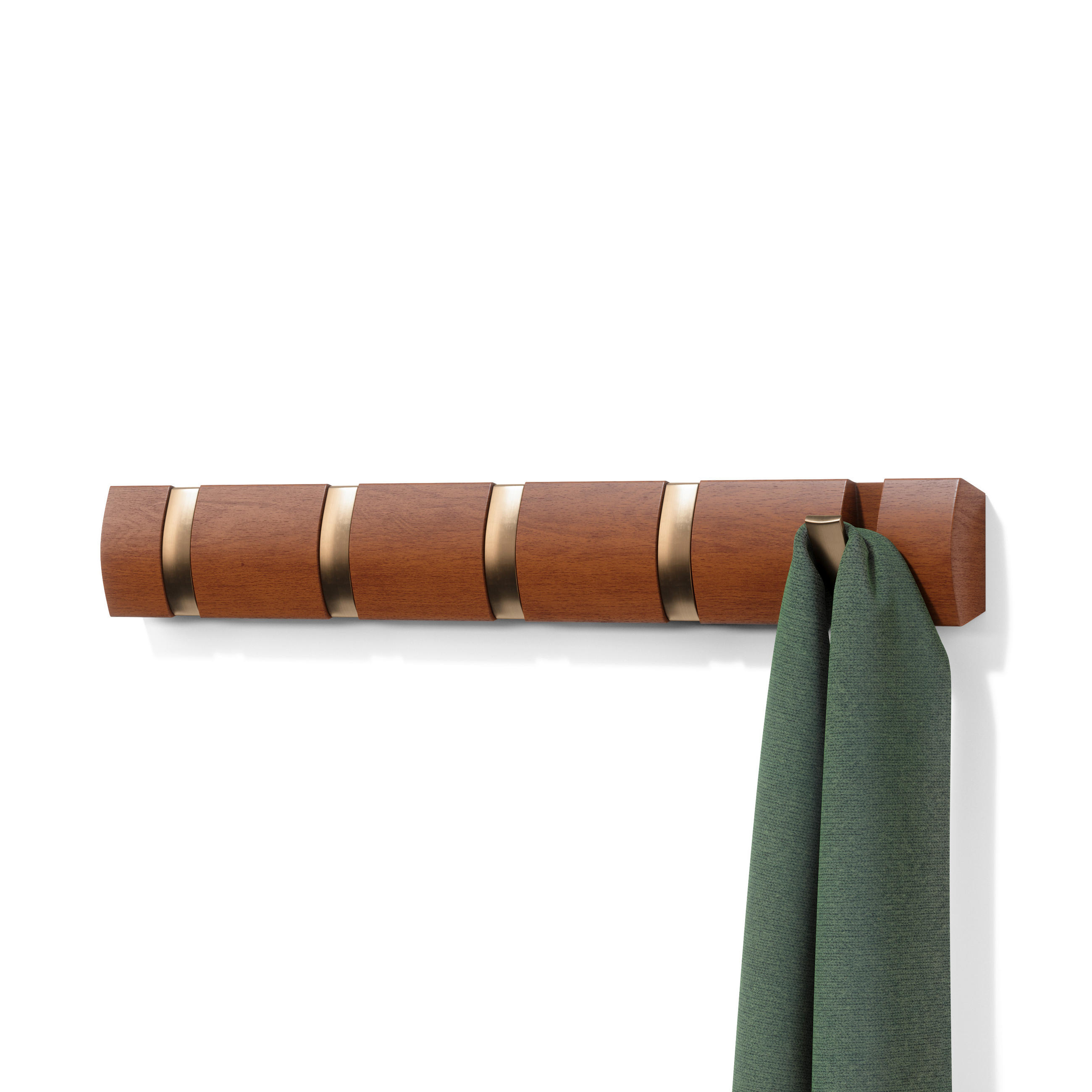 HAKENLEISTE  in Pappel Goldfarben, Walnussfarben  - Goldfarben/Walnussfarben, Basics, Holz/Kunststoff (51/6/3cm) - Umbra