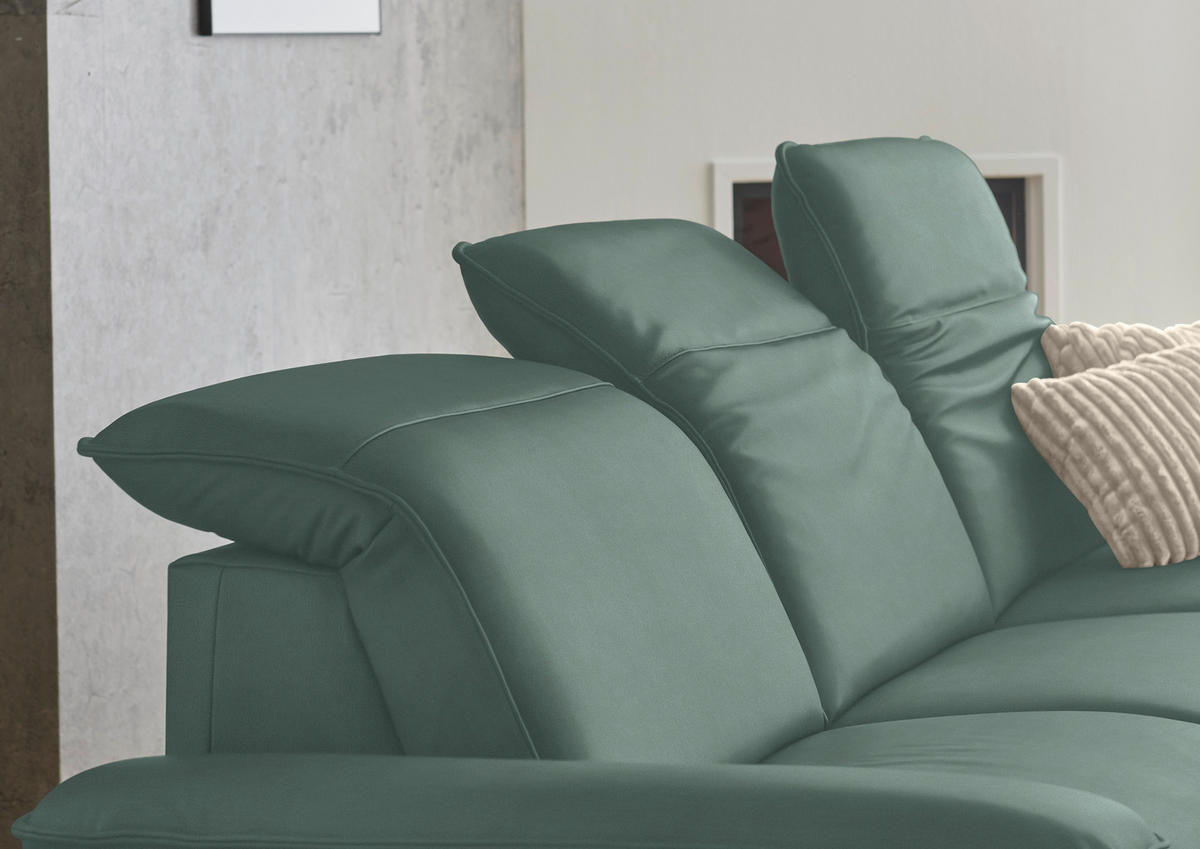 ECKSOFA  Echtleder Opal  - Opal/Schwarz, Design, Leder/Metall (307/169cm) - Beldomo Premium