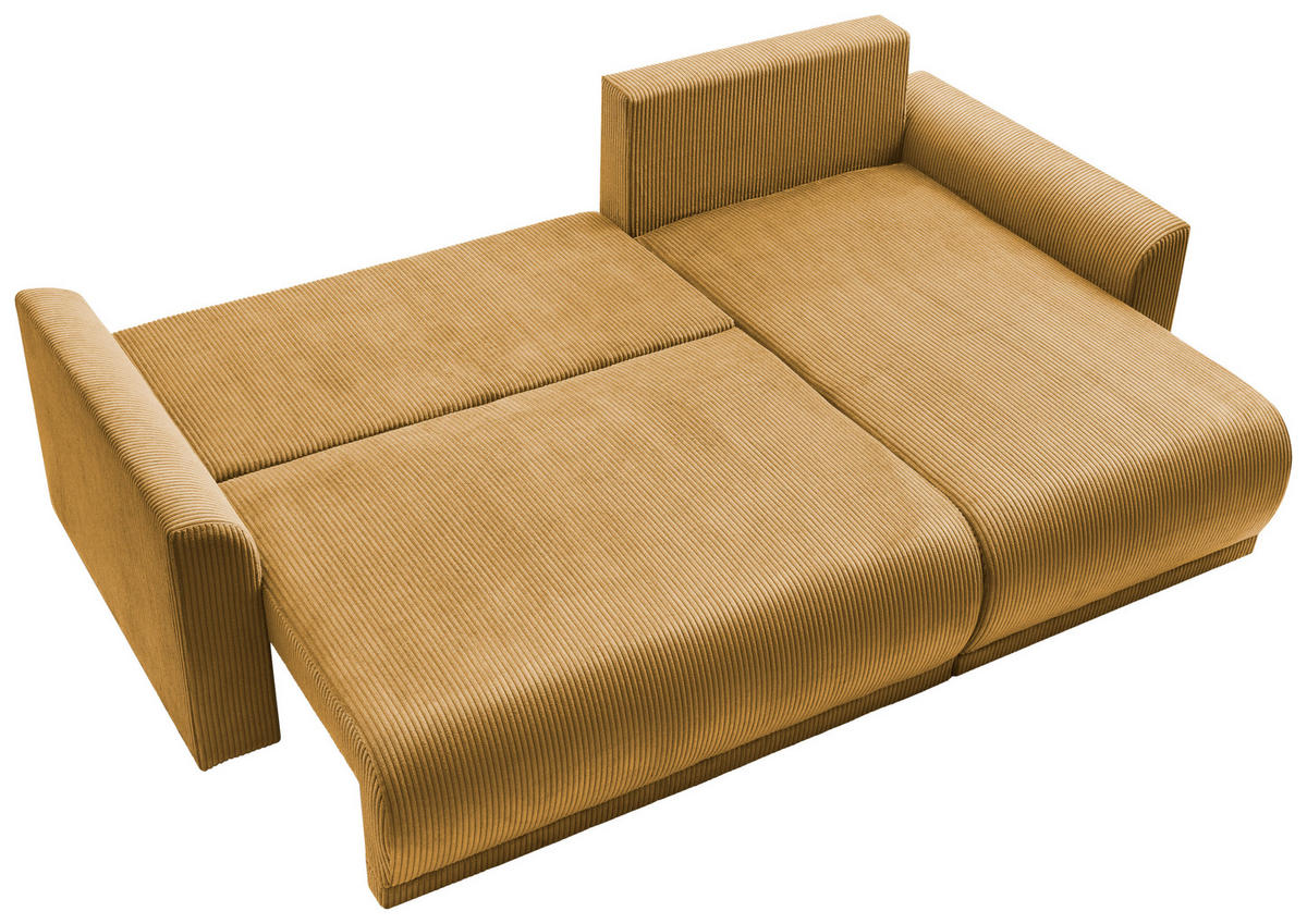 ECKSOFA KIMMY Gelb Cord Zierkissen, Rückenkissen, Bettkasten  - Gelb/Schwarz, Design, Kunststoff/Textil (233/146cm) - P & B