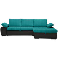 SEDEŽNA GARNITURA, gladka tkanina črna, turkizna  - turkizna/črna, Design, umetna masa/tekstil (271/175cm) - Xora