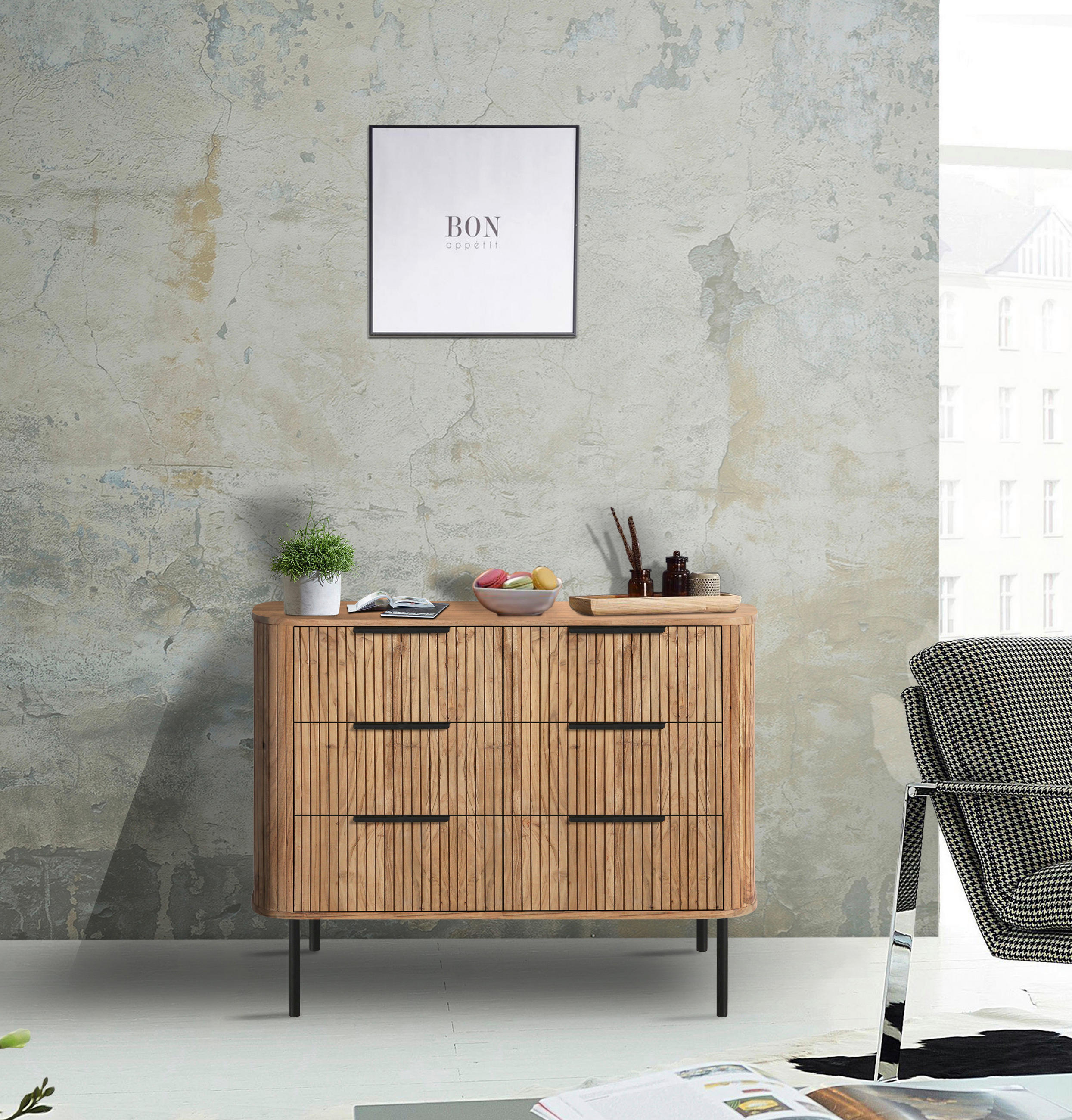 KOMMODE  in 103/80/45 cm  - Grau, KONVENTIONELL, Holz/Metall (103/80/45cm) - Livetastic