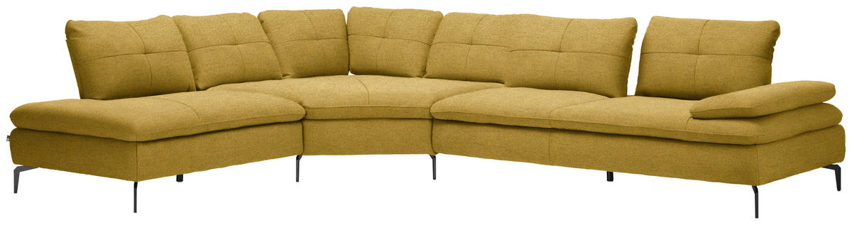 ECKSOFA in Flachgewebe Hellgrün  271/344 cm  - Schwarz/Hellgrün, Design, Textil/Metall (271/344cm) - Chilliano
