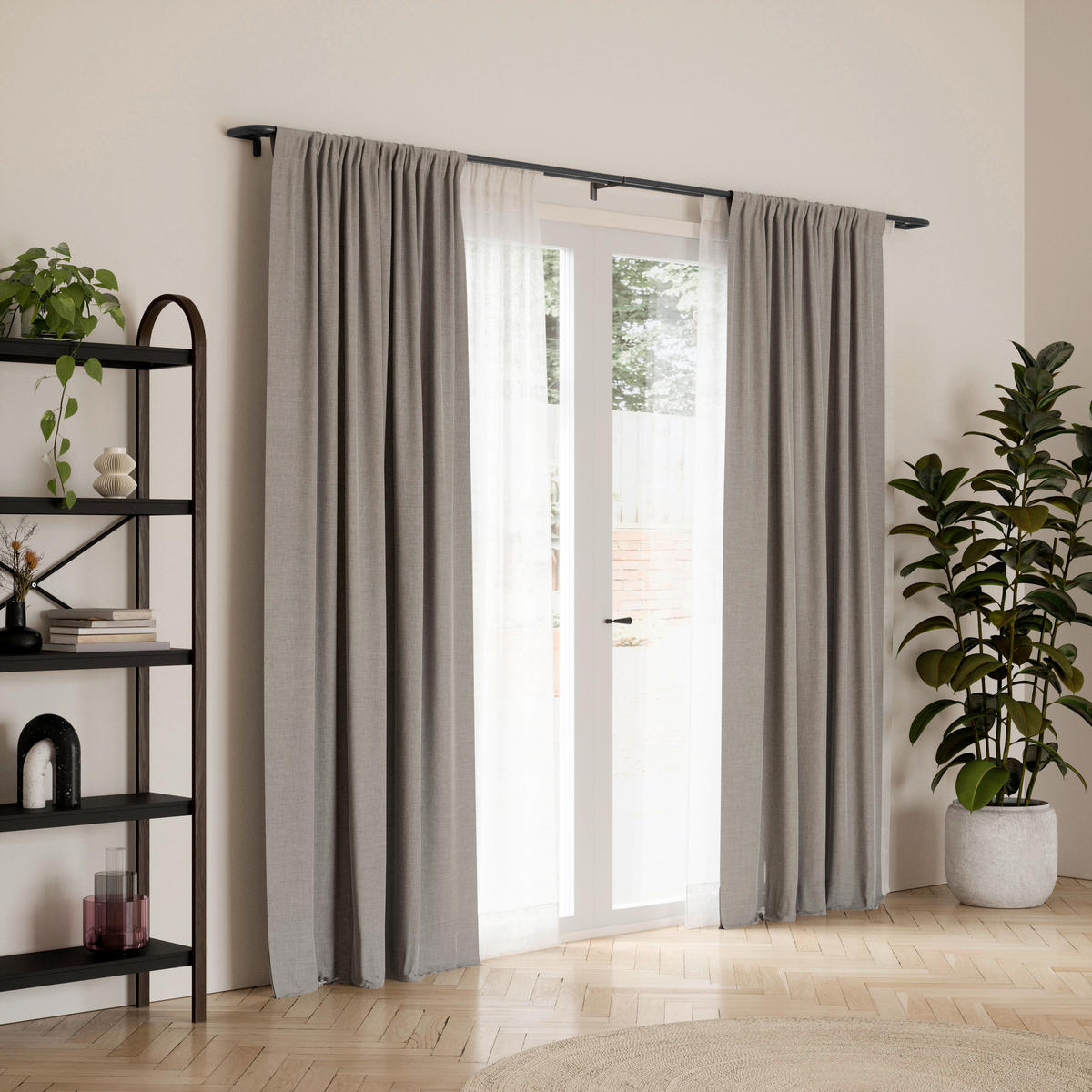 VORHANGSTANGENSET  76-213/12/5 cm  - Schwarz, KONVENTIONELL, Kunststoff/Metall (76-213/12/5cm) - Umbra