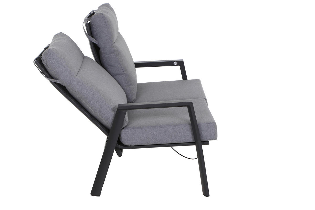 LOUNGEGARNITUR 5-teilig   72,5/82,5/99 cm Aluminium  - Grau, Basics, Keramik/Kunststoff (72,5/82,5/99cm) - Siena Garden