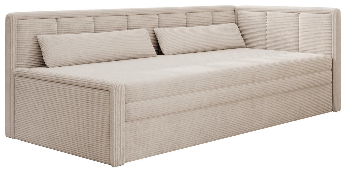 RÉCAMIERE Cord Beige  - Beige/Schwarz, Design, Kunststoff/Textil (214/77/82cm) - MID.YOU