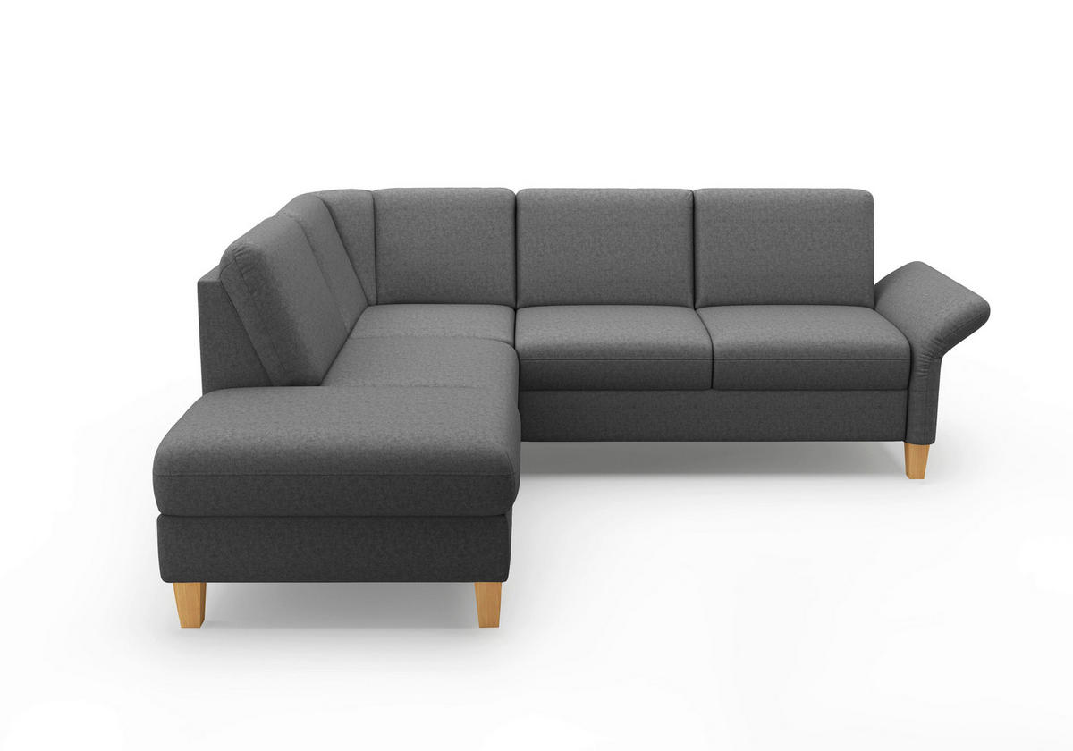 ECKSOFA ROCHELLE E Dunkelgrau Flachgewebe  - Eichefarben/Dunkelgrau, KONVENTIONELL, Holz/Textil (216/240cm) - Sit & More