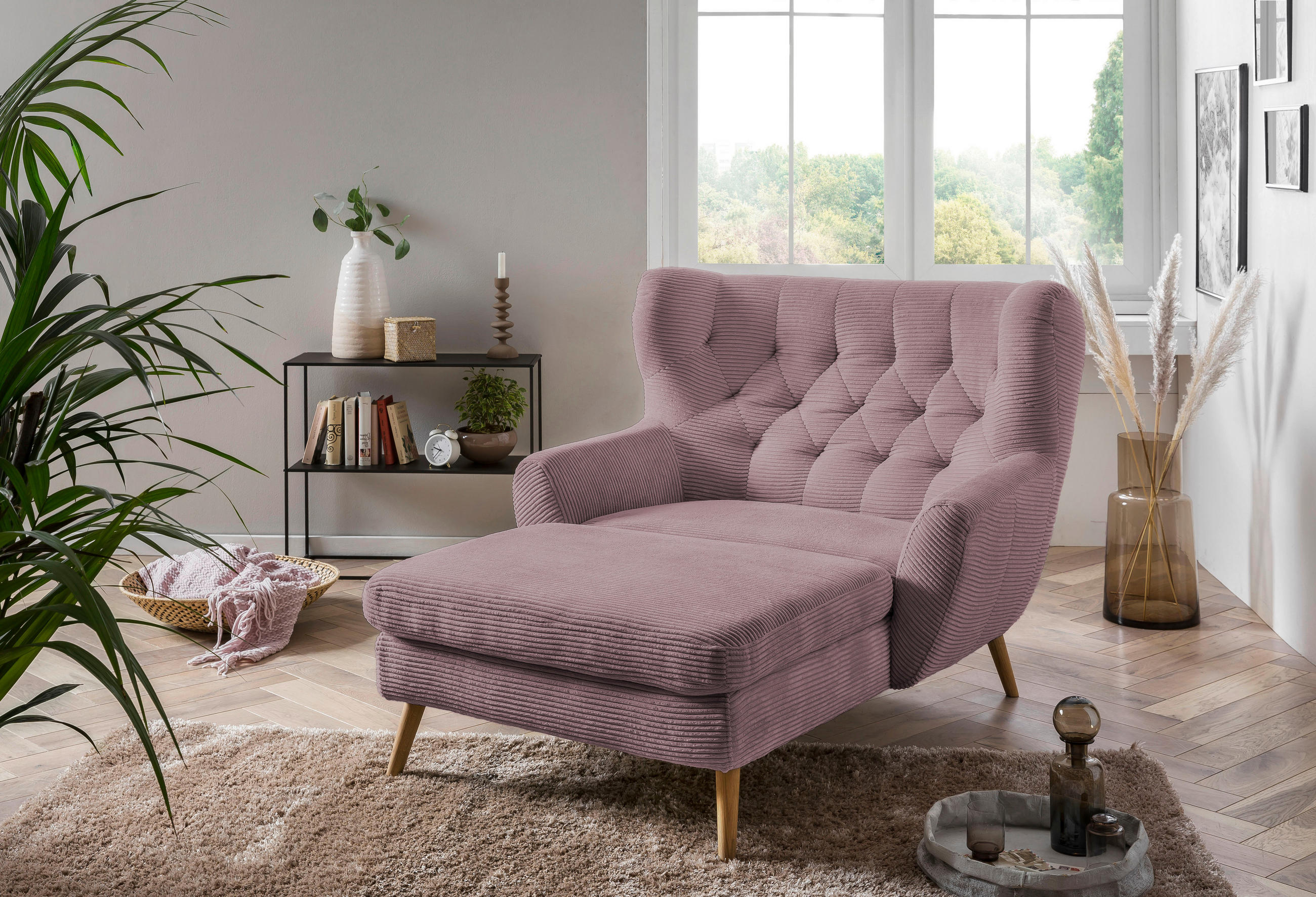 XXL-SESSEL Cord Altrosa    - Altrosa, Design, Holz/Textil (120/101/165cm) - Stylife