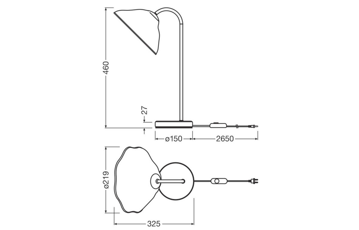 TISCHLEUCHTE 21.9/32.5/46 cm   - Basics, Papier/Metall (21.9/32.5/46cm) - Osram