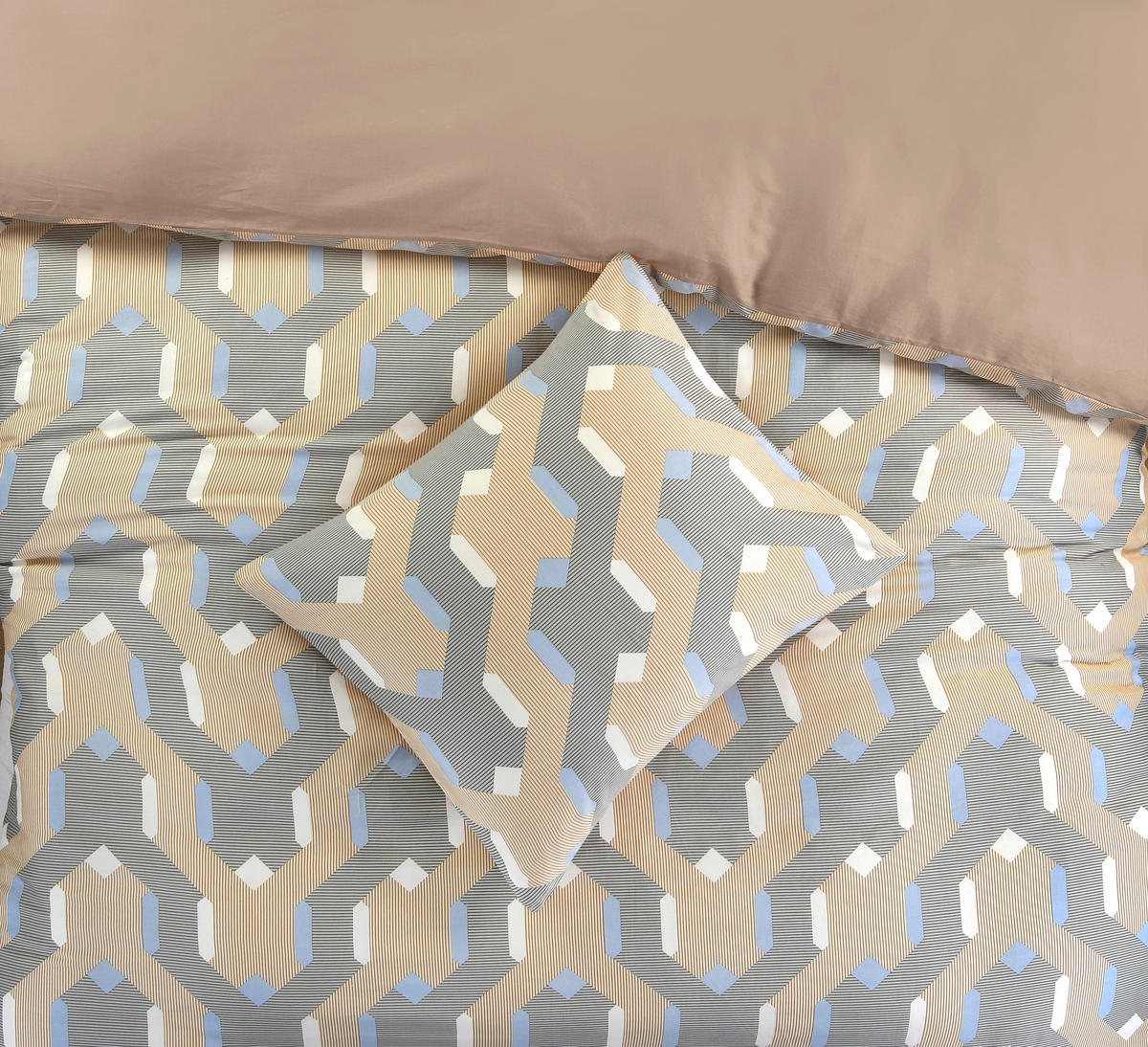 BETTWÄSCHE Satin 135/200 cm  - Ecru/Salbeigrün, Design, Textil (135/200cm)