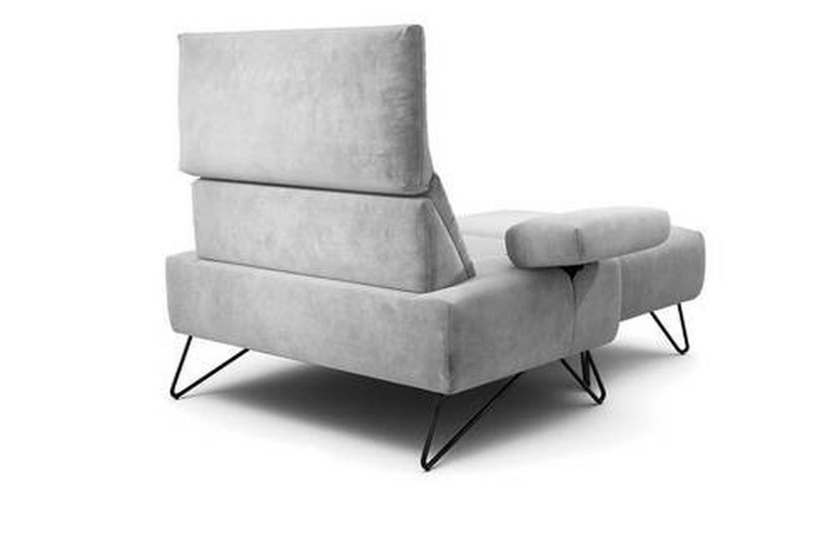 SESSELSET Samt Armteilverstellung    - Hellgrau/Schwarz, Design, Textil/Metall (114-142/85/86-94cm) - SENSOO