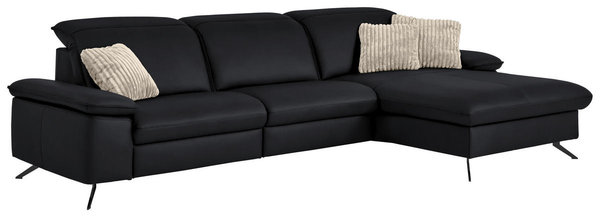 ECKSOFA  Echtleder Anthrazit  - Anthrazit/Schwarz, Design, Leder/Metall (307/169cm) - Beldomo Premium
