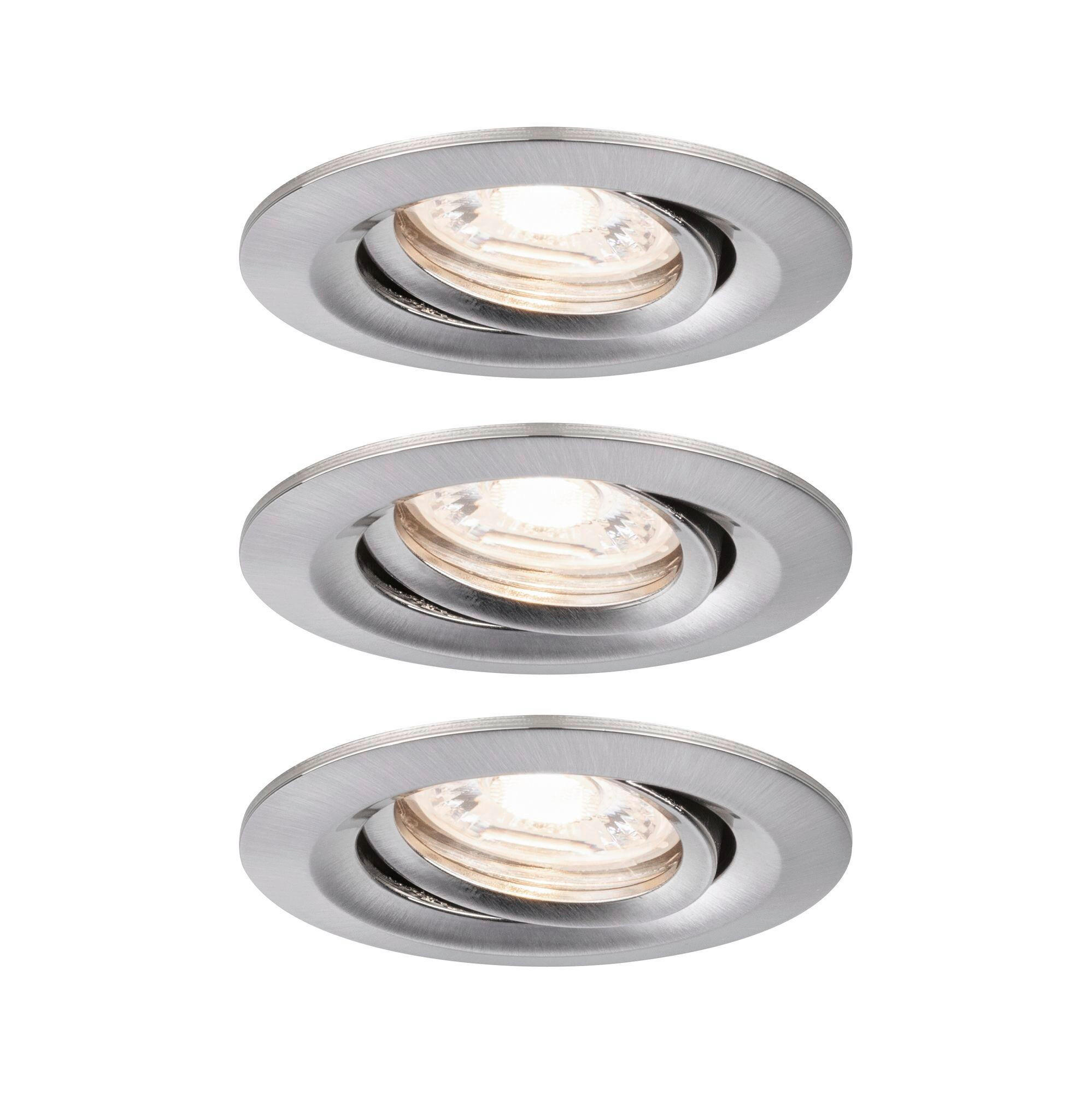 LED-EINBAUSPOT SET 6,6/6,6/5,0 cm  - Edelstahlfarben, Design, Metall (6,6/6,6/5,0cm) - Paulmann