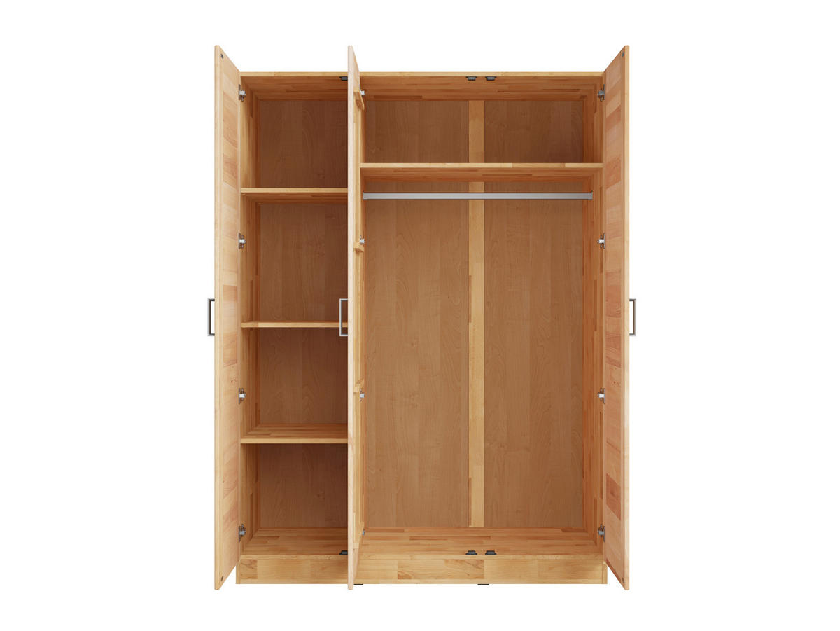 DREHTÜRENSCHRANK 152/205,5/60 cm,  in Buchefarben, 3 Tür(en)  - Chromfarben/Buchefarben, MODERN, Glas/Holz (152/205,5/60cm) - MID.YOU