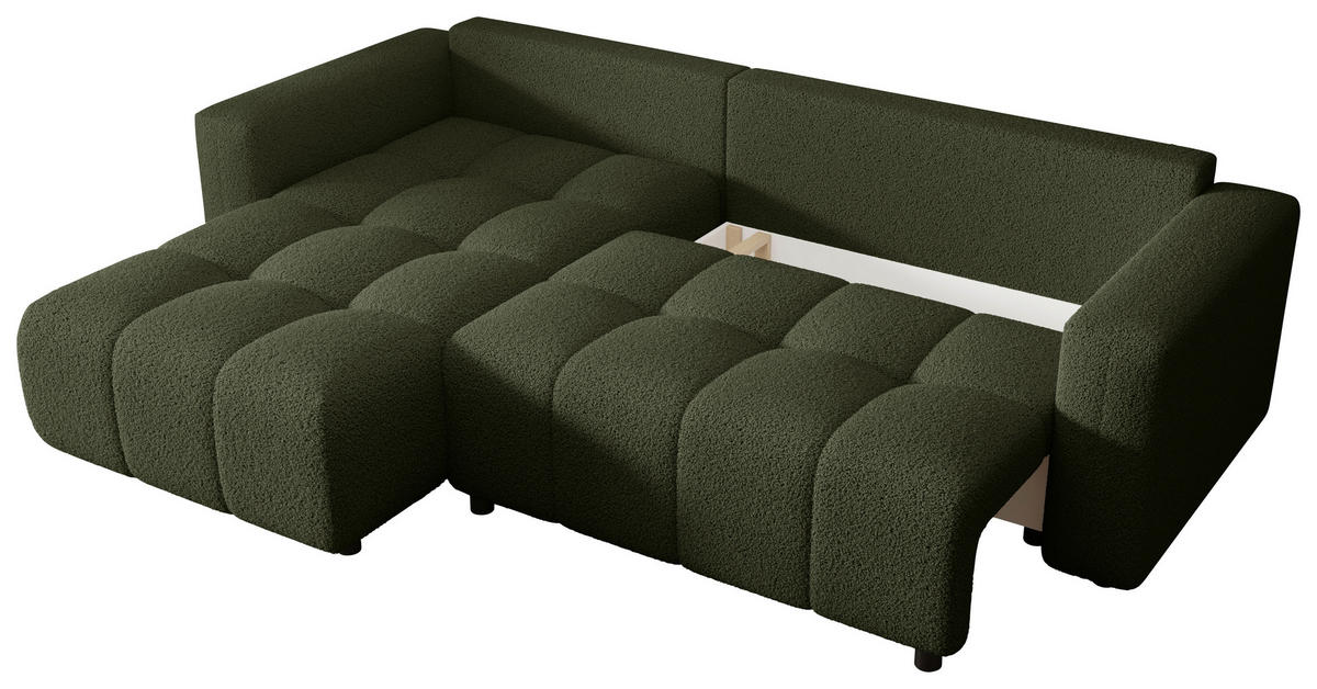 ECKSOFA  in Bouclé Grün  - Schwarz/Grün, MODERN, Kunststoff/Textil (190/280cm) - Carryhome