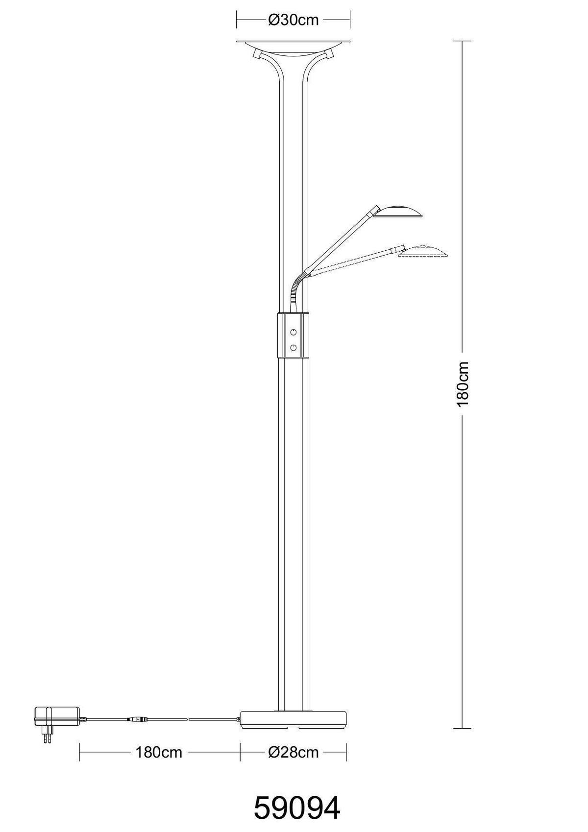 LED SVJETILJKA PODNA TAMIKA  - prozirno/boje kroma, Konvencionalno, staklo/metal (30/180cm) - Globo