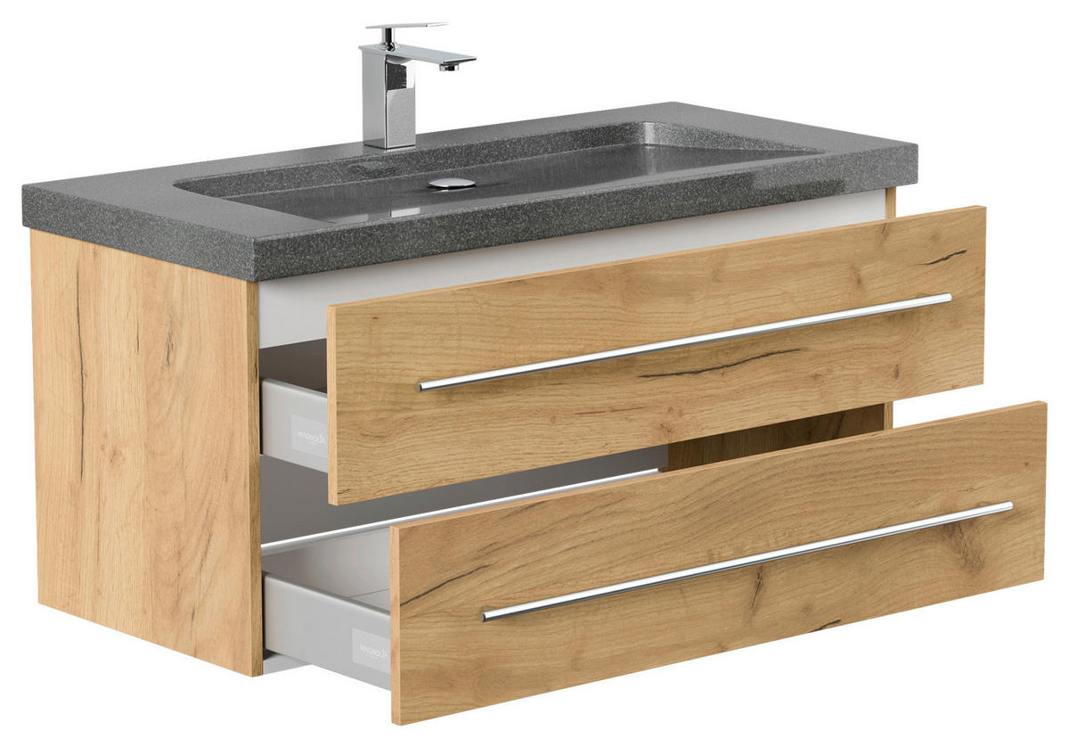 WASCHTISCHKOMBI 100 cm  - Eichefarben, Basics, Holzwerkstoff/Stein (100cm) - MID.YOU