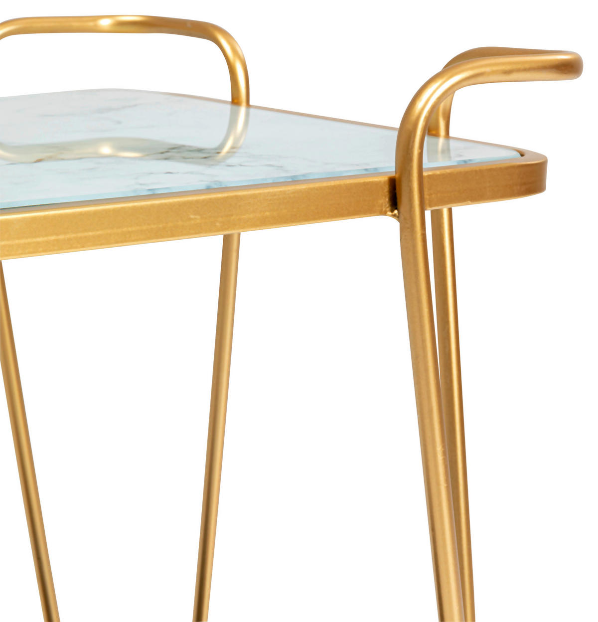 SERVIERWAGEN Weiß, Dunkelgrau, Messingfarben  - Dunkelgrau/Messingfarben, Design, Glas/Metall (60/37/68cm) - Kare-Design