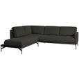 ECKSOFA in Flachgewebe Anthrazit  - Anthrazit, Design, Textil/Metall (230/254cm) - Ambiente