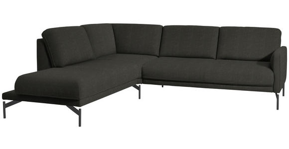 ECKSOFA in Flachgewebe Anthrazit  - Anthrazit, Design, Textil/Metall (230/254cm) - Ambiente