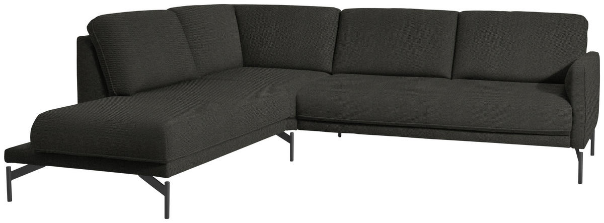 ECKSOFA in Flachgewebe Anthrazit  - Anthrazit, Design, Textil/Metall (230/254cm) - Johann Jakob
