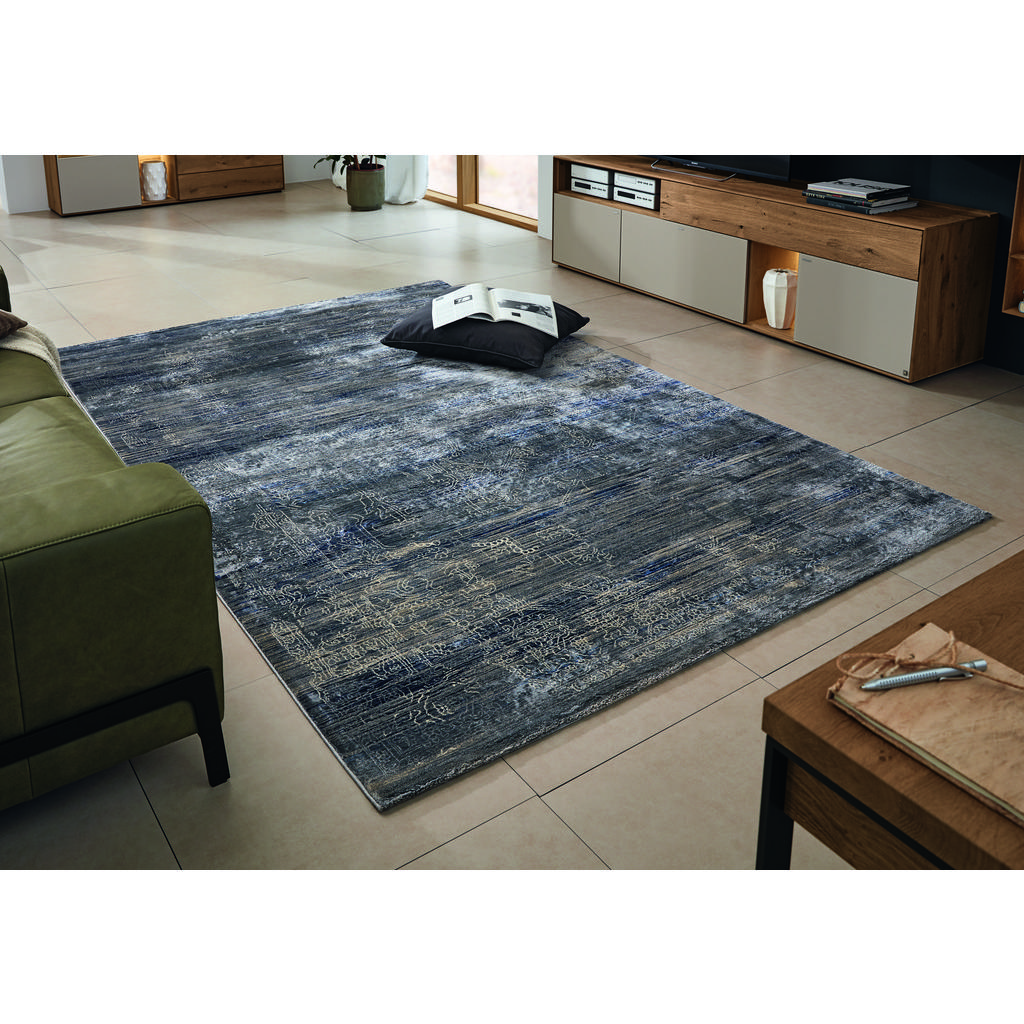 Thumbnail - Musterring Flachwebeteppich Wave Kontura, Blau, Creme, Textil, rechteckig, 200x300 cm, in verschiedenen Größen erhältlic...