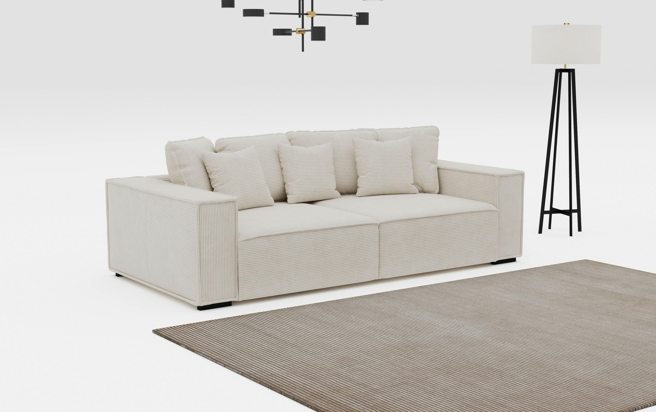 BIGSOFA Mikrofaser Beige  - Beige, MODERN, Kunststoff/Textil (244/62/117cm) - MID.YOU