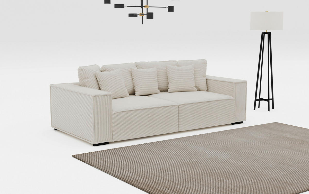 BIGSOFA Mikrofaser Beige  - Beige, MODERN, Kunststoff/Textil (244/62/117cm) - MID.YOU
