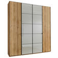 DREHTÜRENSCHRANK 200/236/58 cm,  in Champagner, Eiche Bianco, 4-türig  - Schieferfarben/Eiche Bianco, Design, Glas/Holzwerkstoff (200/236/58cm) - Novel
