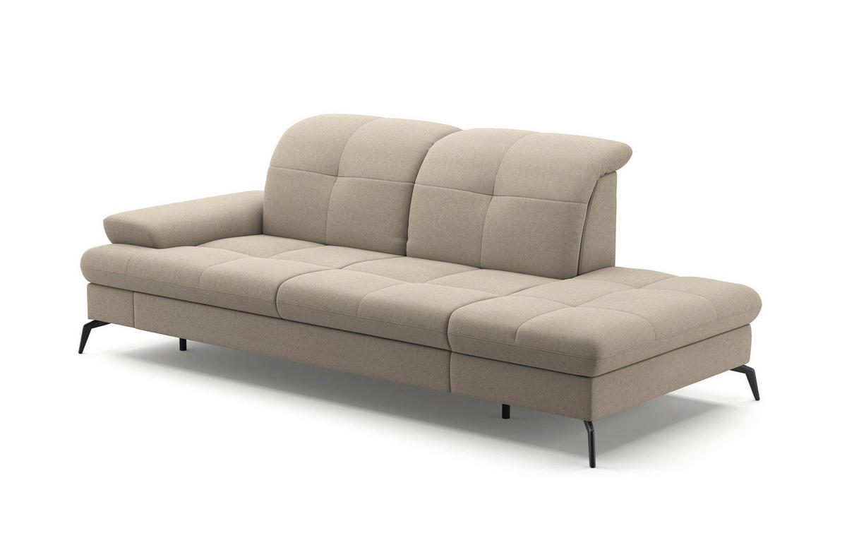 RÉCAMIERE in Flachgewebe Taupe  - Taupe/Schwarz, Konventionell, Textil/Metall (231/90/122cm) - Sit & More