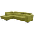 ECKSOFA  in Chenille Hellgrün  207/301 cm  - Chromfarben/Hellgrün, Design, Textil (207/301cm) - Xora
