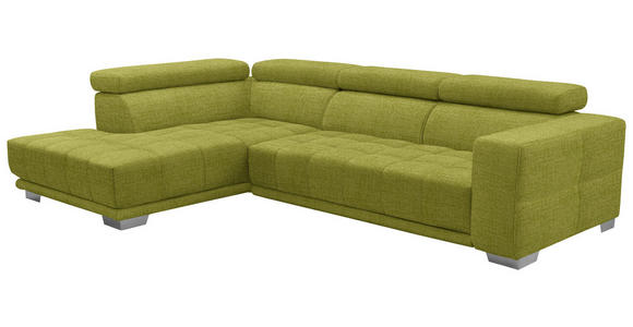 ECKSOFA  in Chenille Hellgrün  207/301 cm  - Chromfarben/Hellgrün, Design, Textil (207/301cm) - Xora