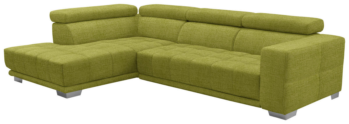 ECKSOFA in Chenille Hellgrün  - Chromfarben/Hellgrün, Design, Textil (207/301cm) - Xora