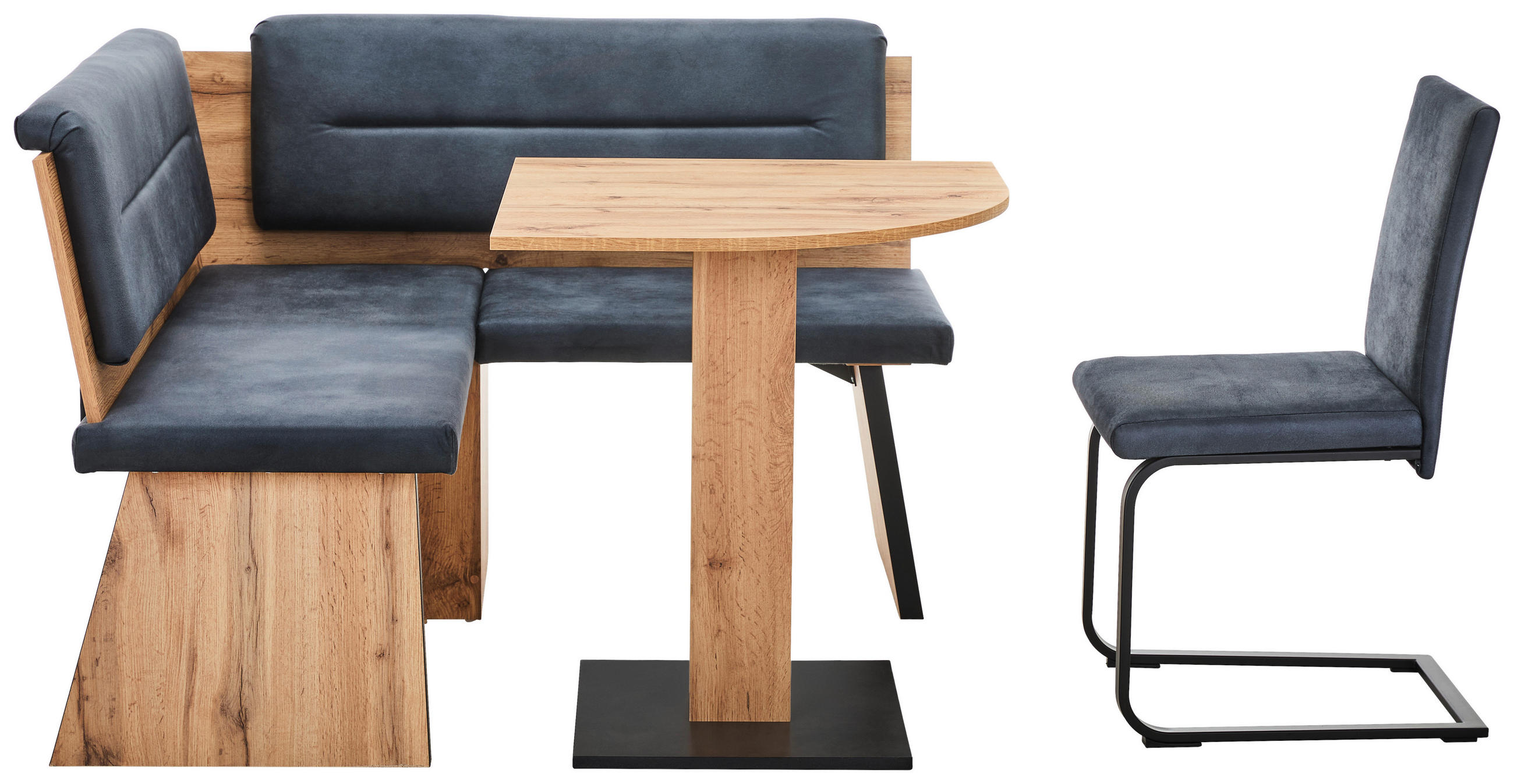 ECKBANKGRUPPE Mikrofaser Anthrazit, Eichefarben  - Eichefarben/Anthrazit, KONVENTIONELL, Textil/Metall (130/130cm) - Cantus