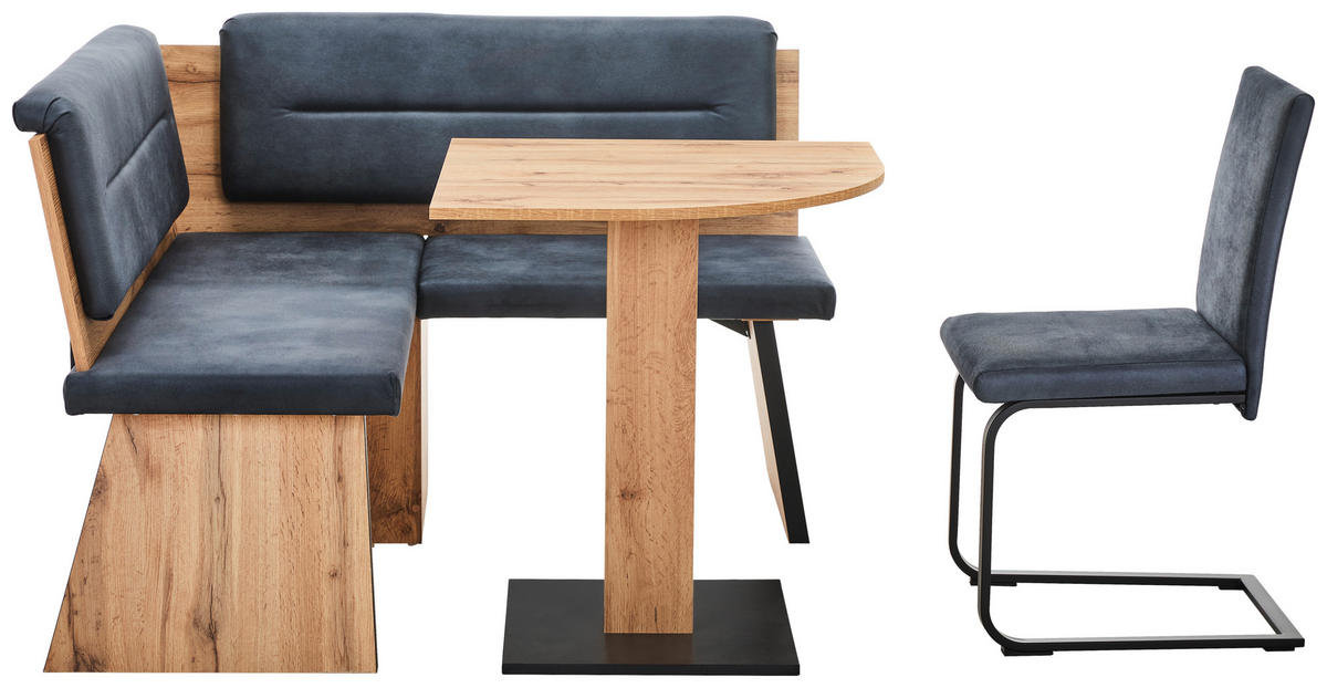 ECKBANKGRUPPE Mikrofaser Anthrazit, Eichefarben  - Eichefarben/Anthrazit, KONVENTIONELL, Textil/Metall (130/130cm) - Cantus