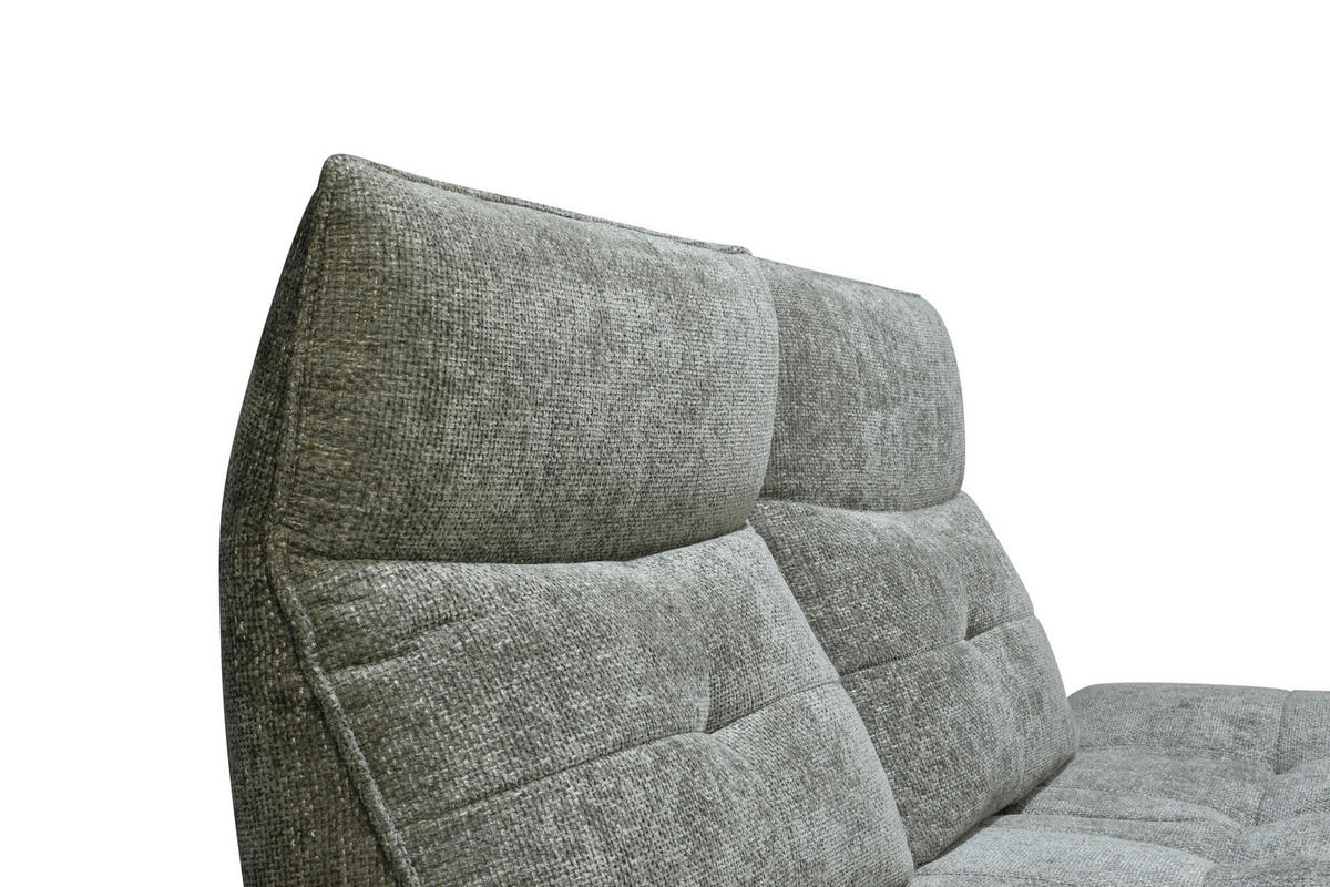 Sofa inkl. Funktionen Chenille Grau  - Schwarz/Grau, Design, Textil/Metall (230/100/100-120cm) - Celina Home