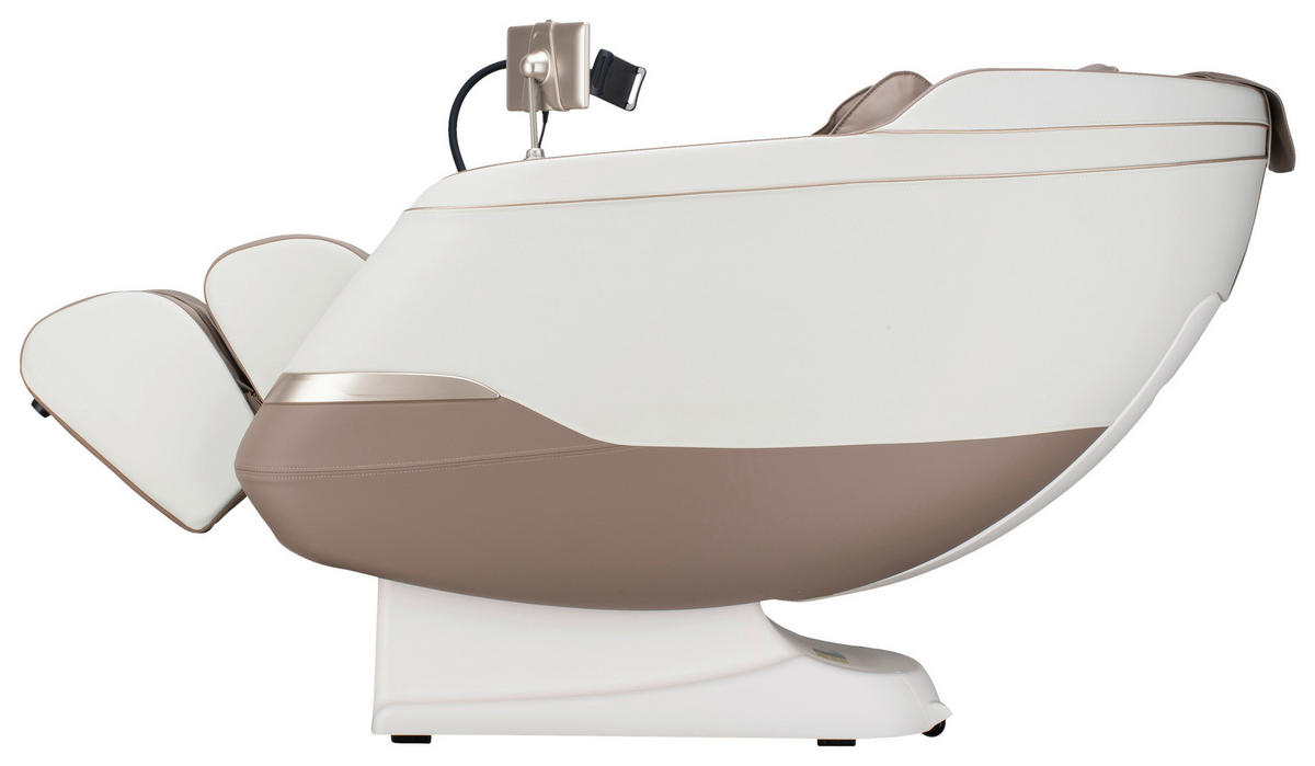 MASSAGESESSEL M Series  mit Lederlook Weiß, Hellbraun Relaxfunktion, Liegefunktion, Netzbetrieb, Massagefunktion, ausziehbare Fußstütze, automatische Rückholfunktion, Bluetooth-Lautsprecher, inklusive Armlehnen, Nackenkissen abnehmbar Rückenkissen, Nackenstütze, Sitzkissen, Relaxfunktion, Fußteilverstellung, Nackenkissen  - Hellbraun/Schwarz, KONVENTIONELL, Kunststoff/Textil (75,5/113/147,3cm) - Novel
