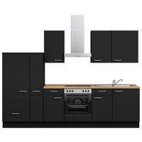 KÜCHENLEERBLOCK 300 cm   in Schwarz, Eichefarben  - Edelstahlfarben/Eichefarben, MODERN, Holzwerkstoff/Metall (300cm) - Nobilia