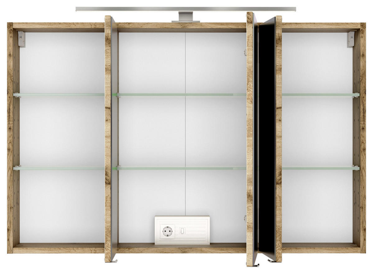 SPIEGELSCHRANK 100/64/20 cm  - Chromfarben/Eiche Wotan, MODERN, Holzwerkstoff/Metall (100/64/20cm) - Held