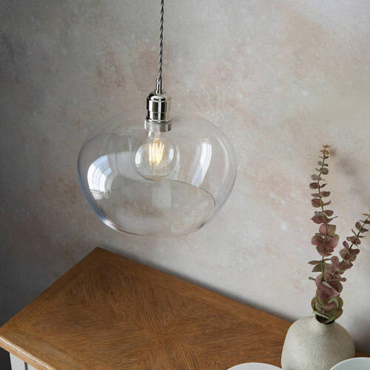 HÄNGELEUCHTE 31/151 cm  - Klar/Nickelfarben, Basics, Glas (31/151cm) - ENDON