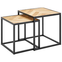 SATZTISCH Tanne furniert quadratisch Schwarz, Tannenholzfarben  - Tannenholzfarben/Schwarz, Design, Holz/Holzwerkstoff (40/35/40/35/40/35cm) - MID.YOU