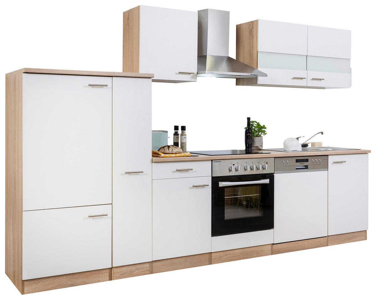 MODULKÖK UTAN VITVAROR 310/200/60 cm   i vit, ekfärgad  - stålfärgad/vit, Basics, metall/trämaterial (310/200/60cm) - Respekta
