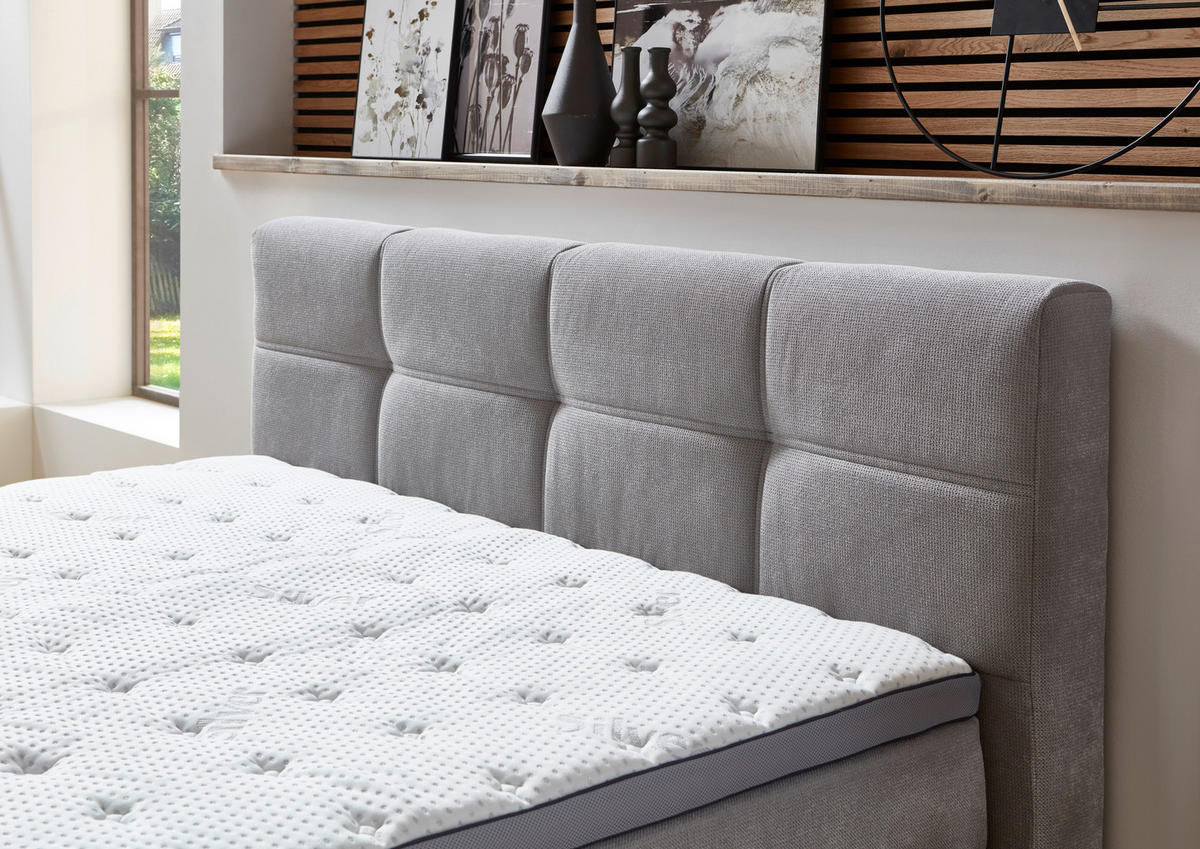 BOXSPRINGBETT 160/200 cm  in Hellgrau  - Hellgrau/Schwarz, Konventionell, Kunststoff/Textil (160/200cm) - Carryhome