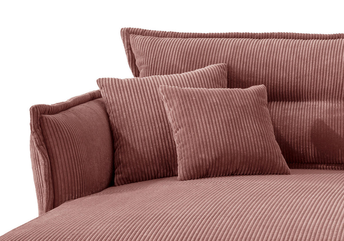 ECKSOFA in Cord Koralle  - Koralle/Schwarz, Modern, Textil/Metall (180/255cm) - Livetastic