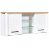 KÜCHENOBERSCHRANK 130/57/33 cm  in Weiß, Eiche Artisan  - Silberfarben/Weiß, MODERN, Glas/Holzwerkstoff (130/57/33cm) - home24
