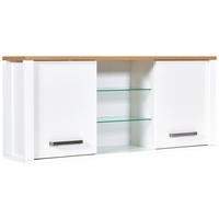 KÜCHENOBERSCHRANK 130/57/33 cm  in Weiß, Eiche Artisan  - Silberfarben/Weiß, MODERN, Glas/Holzwerkstoff (130/57/33cm) - home24