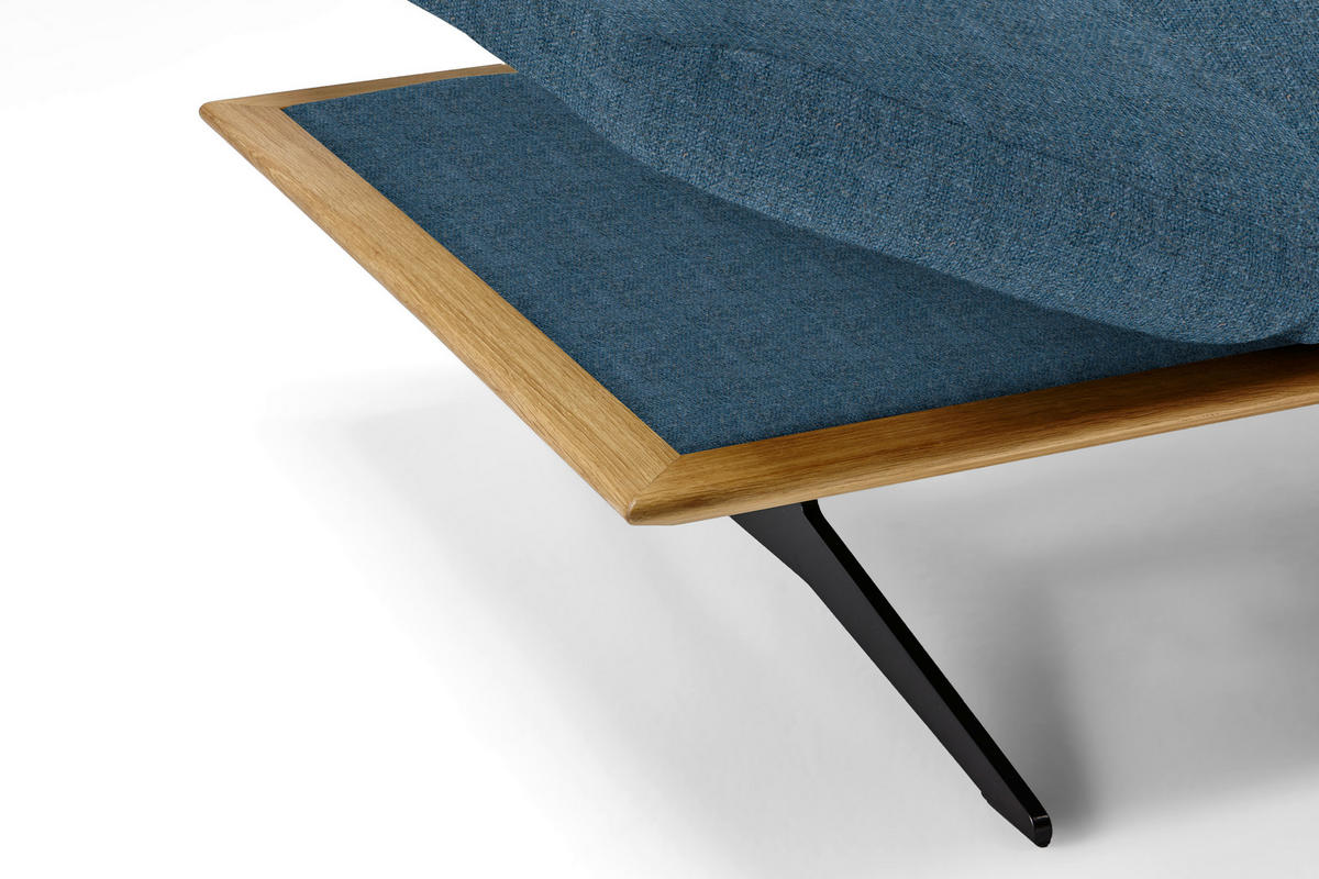 ECKSOFA Formia in Flachgewebe Blau  314/159 cm  - Blau/Schwarz, Design, Holz/Textil (314/159cm) - Dieter Knoll