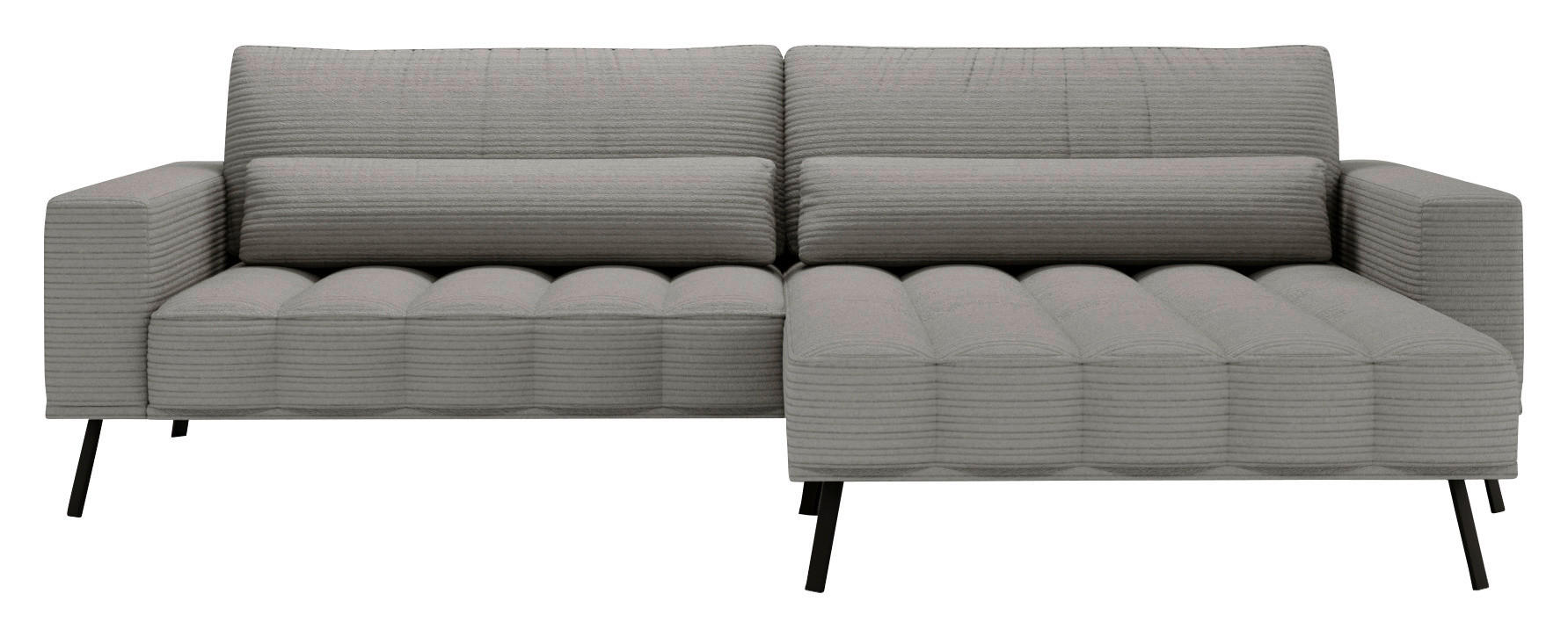 ECKSOFA Grau Cord  - Schwarz/Grau, Design, Textil/Metall (291/204cm) - Lomoco
