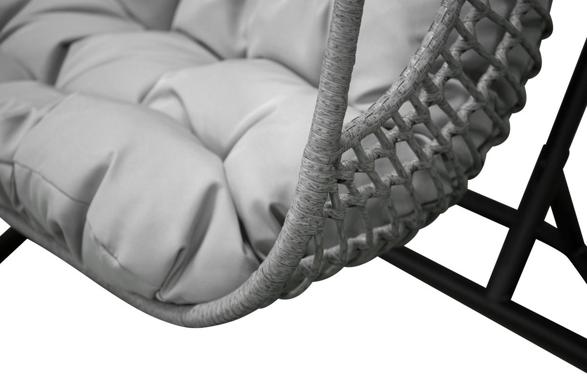 HÄNGESESSEL 133/196/105 cm  - Hellgrau/Schwarz, KONVENTIONELL, Kunststoff/Metall (133/196/105cm) - Gardenson