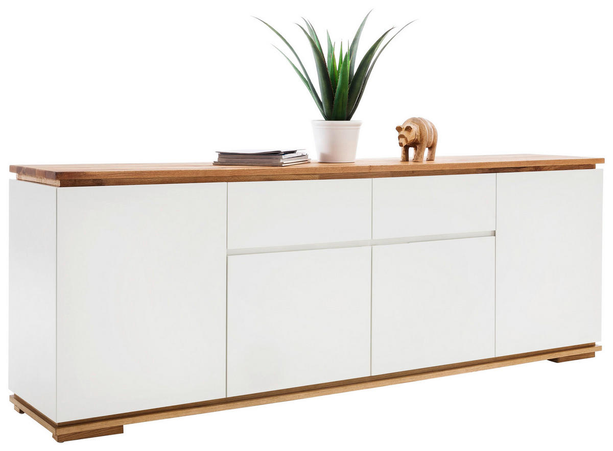 SIDEBOARD 182/81/40 cm Weiss, Eichefarben  - Weiss/Eichefarben, Design, Holz/Holzwerkstoff (182/81/40cm)