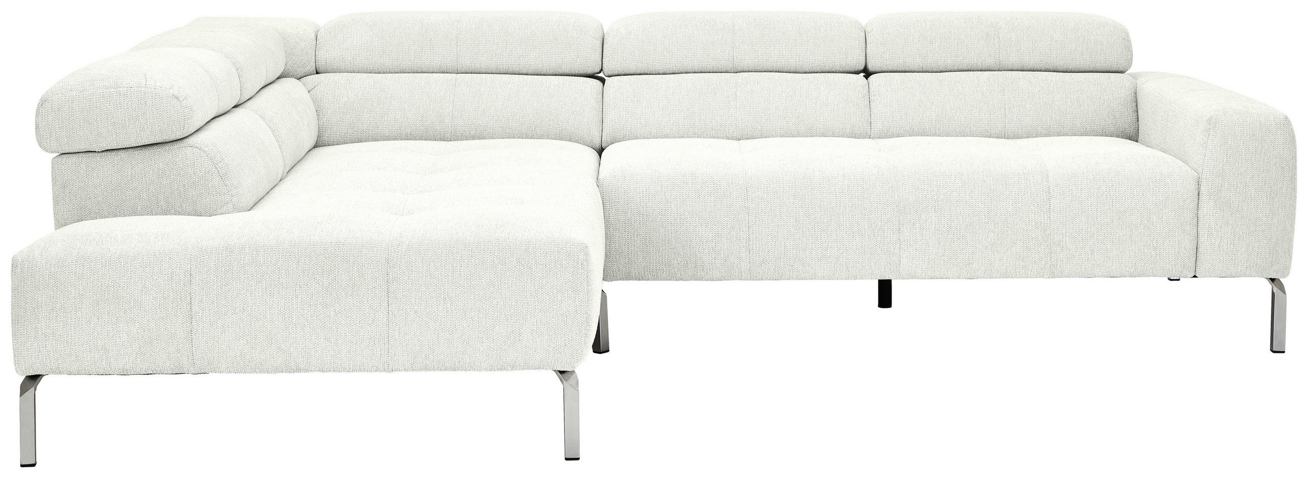 ECKSOFA Weiß Flachgewebe  - Chromfarben/Weiß, KONVENTIONELL, Textil/Metall (224/282cm) - Hom`in